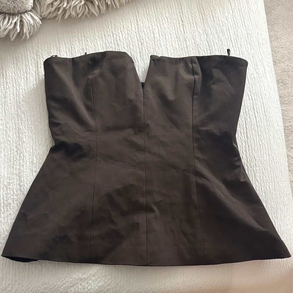 Zara Brown Strapless Top